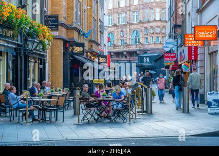 View of alfresco dining on Bear Street, West End, Westminster, London, England, United Kingdom, Europe Stock Photo