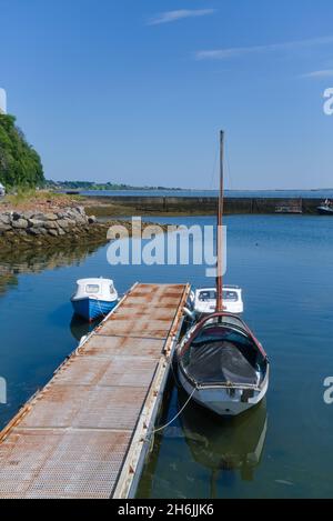 Avoch Harbour, Moray firth, Black Isle, looking south east, beautiful clear sunny day, peaceful, quiet, undiscovered,  still water,  Inverness, Highla Stock Photo