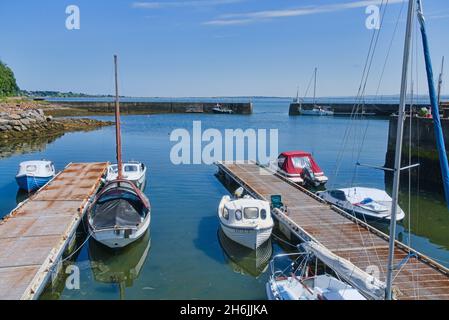 Avoch Harbour, Moray firth, Black Isle, looking south east, beautiful clear sunny day, peaceful, quiet, undiscovered,  still water,  Inverness, Highla Stock Photo