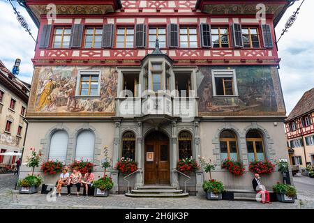 Historic town of Stein on the Rhine (Stein am Rhein, Schaffhausen, Switzerland, Europe Stock Photo