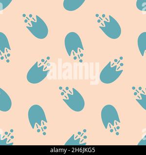 Flower bell lily of the valley, seamless pattern fantasy pastel floral background wallpaper textile design Stock Vector