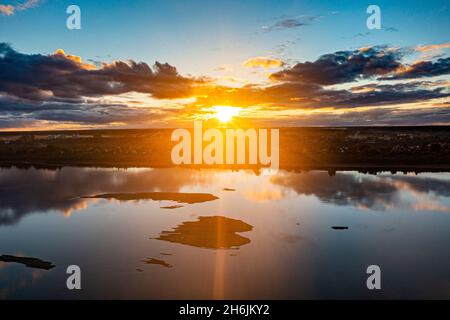 Sunset over Tom River, Tomsk, Tomsk Oblast, Russia, Eurasia Stock Photo