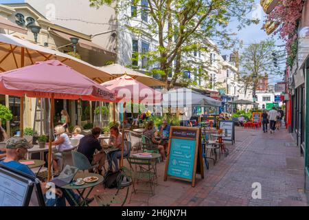 View of restaurants and cafes in The Lanes, Brighton, Sussex, England, United Kingdom, Europe Stock Photo