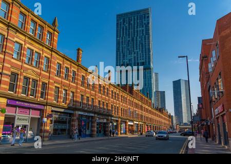 View of 301 Deansgate and traditional architecture on Deansgate, Manchester, England, United Kingdom, Europe Stock Photo