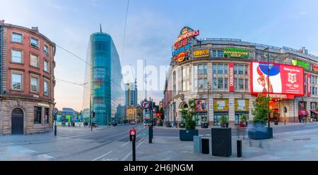 View of English Football Hall of Fame and the Print Works on Corporation Street, Manchester, Lancashire, England, United Kingdom, Europe Stock Photo