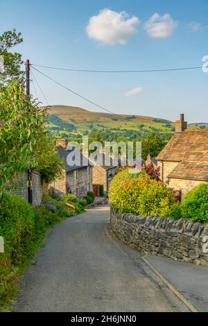 View of Castleton village in the Hope Valley, Peak District National Park, Derbyshire, England, United Kingdom, Europe Stock Photo