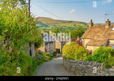 View of Castleton village in the Hope Valley, Peak District National Park, Derbyshire, England, United Kingdom, Europe Stock Photo