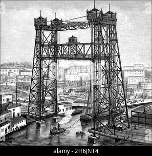 South Halsted Street Lift-Bridge, Chicago River, Chicago, Illinois, 1894 Stock Photo