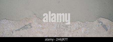 floor partially covering with self-levelling cement mortar BANNER, LONG FORMAT Stock Photo
