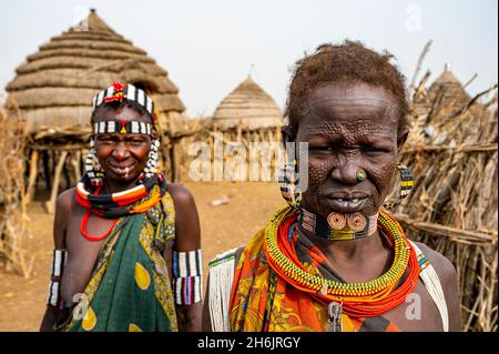 Scar face as a mark of beauty on woman from the Jiye tribe, Eastern Equatoria State, South Sudan, Africa Stock Photo