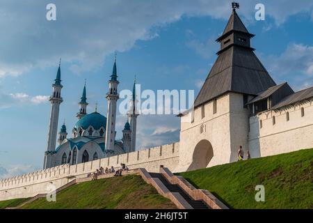 Kul Sharif Mosque in the Kremlin, UNESCO World Heritage Site, Kazan, Republic of Tatarstan, Russia, Europe Stock Photo