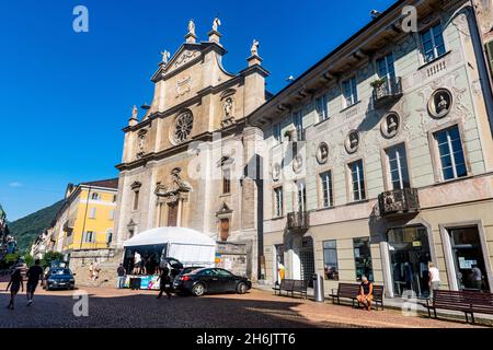 Downtown Bellinzona, UNESCO World Heritage Site, Three Castles of Bellinzona, Ticino, Switzerland, Europe Stock Photo