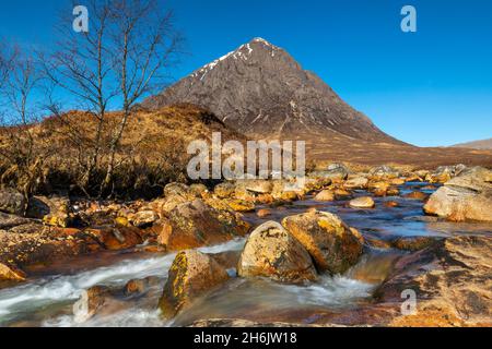 Buachaille Etive Mor, River Coupall, Highlands, Scotland, United Kingdom, Europe Stock Photo