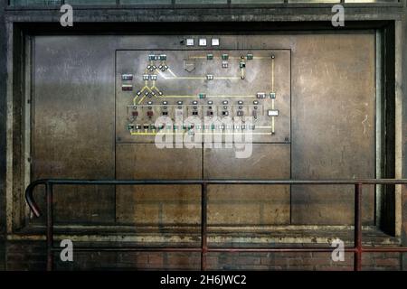 Germany, NRW, Essen, Zeche Zollverein; control panel in the visitor centre. Stock Photo
