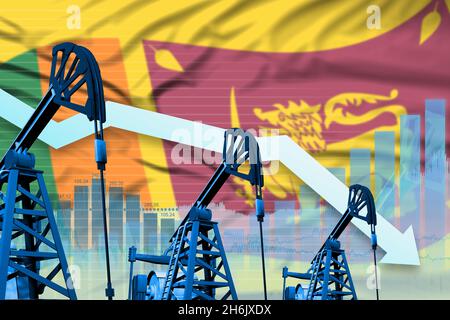 Sri Lanka oil industry concept, industrial illustration - rising up ...