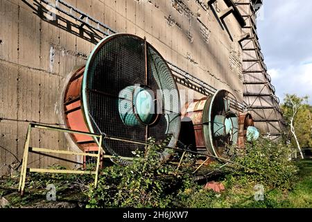 Germany, NRW, Essen, Zeche Zollverein; blower on the grounds of the coking plant. Stock Photo