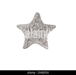 silvery Christmas star isolated a white background Stock Photo