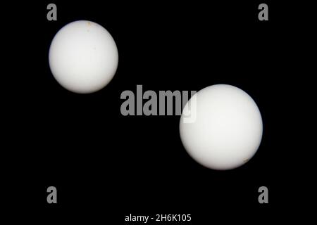 Eggs on black background with selective focus Stock Photo