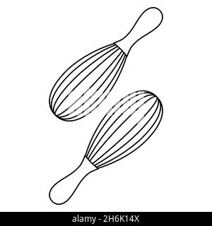 Kitchen tools set of two whisks, baking logo outline simple minimalistic flat design vector icons illustration isolated on white background Stock Vector