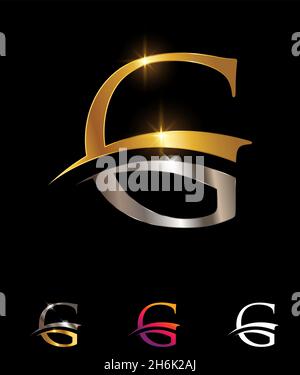 A vector illustration of Gold and Chrome Monogram Letter G Stock Vector
