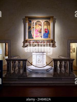 Cortona Arezzo Tuscany Italy. The Annunciation of Cortona is a panel-painting altarpiece or retable by Beato Angelico Stock Photo