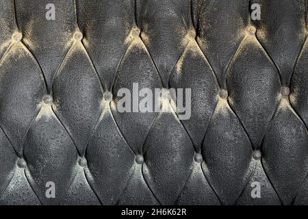 Old vintage dusty leather upholstered seat in vintage automobile Stock Photo