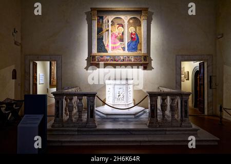 Cortona Arezzo Tuscany Italy. The Annunciation of Cortona is a panel-painting altarpiece or retable by Beato Angelico Stock Photo