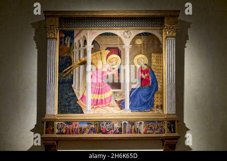 Cortona Arezzo Tuscany Italy. The Annunciation of Cortona is a panel-painting altarpiece or retable by Beato Angelico Stock Photo