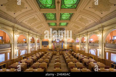 House of Representatives chamber from the gallery of the South Dakota State Capitol building in Pierre, South Dakota Stock Photo