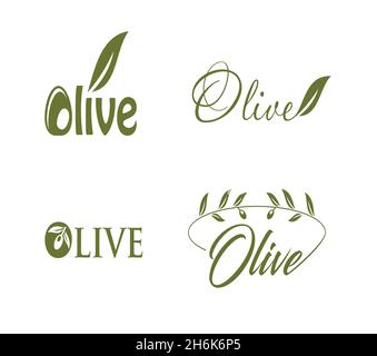 A Vector Illustration set of Golden Olive Monogram Logo Stock Vector