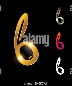 A vector illustration set of Golden Olive Monogram Letter B Logo in black background with gold shine effect Stock Vector