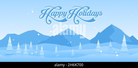 Winter landscape background with text Happy Holidays Stock Vector Image ...