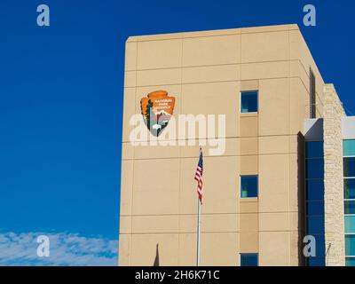 OMAHA, UNITED STATES - Oct 14, 2021: A building in Lewis and Clark Landing National Park in Omaha, Nebraska, United States Stock Photo