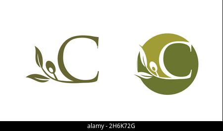 A vector Illustration set of Olive Monogram  Logo Letter C Stock Vector