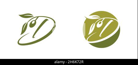A Vector Illustration set of Olive Monogram Initial Letter D Stock Vector