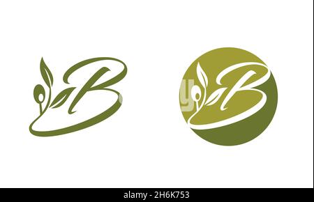 A Vector Illustration of Olive Monogram  Logo Letter B Stock Vector