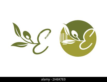 A Vector Illustration set of OIive Monogram Initial Logo Stock Vector