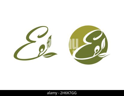 A vector illustration set of OIive Monogram Initial Logo Stock Vector