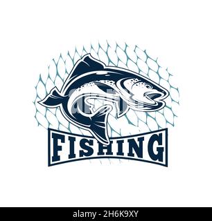 A vector illustration set of Fishing tournament emblem template vector logo Stock Vector