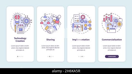 Tech transfer levels onboarding mobile app page screen Stock Vector