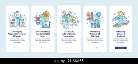 Tech transfer benefits onboarding mobile app page screen Stock Vector