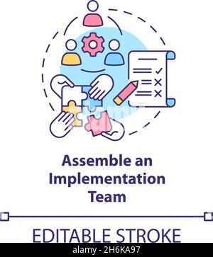 Assemble an implementation team concept icon Stock Vector