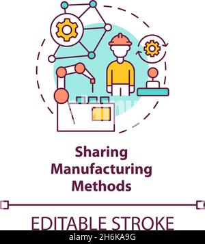 Sharing manufacturing methods concept icon Stock Vector