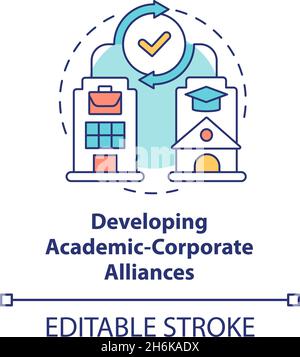 Developing academic corporate alliances concept icon Stock Vector