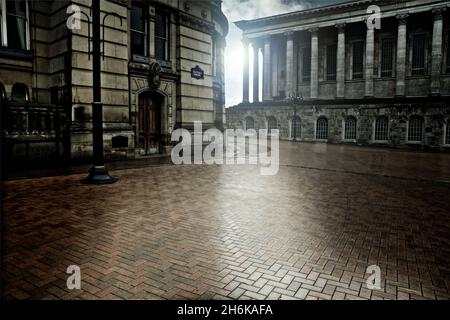 Victorian city street scene ideal for background Stock Photo