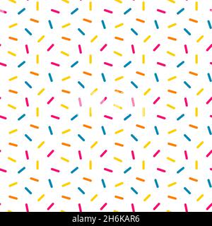 Seamless pattern with confetti. Colored sprinkles on white background. Vector illustration. Stock Vector