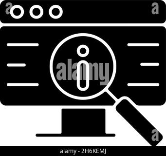 Researching information online icon Black line art vector in black and ...