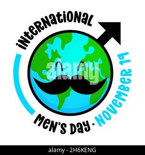 Happy International Men's Day - International Men's Day greeting card. Calligraphy handwritten phrase and hand drawn plants. Handmade calligraphy illu Stock Vector