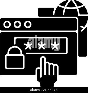 Digital literacy skills black glyph icons set on white space Stock ...