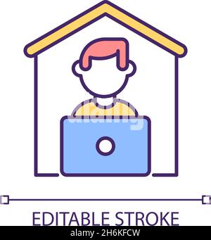 Remote working RGB color icon Stock Vector